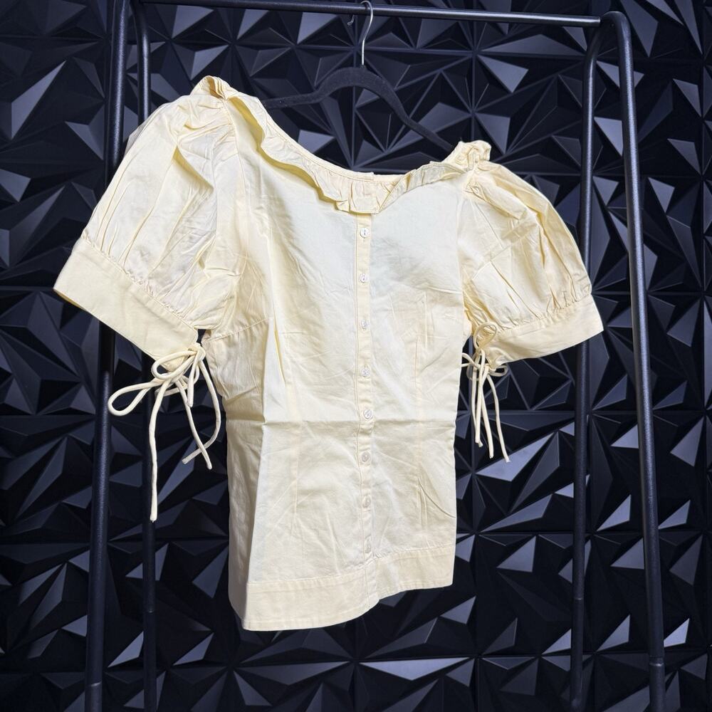 Damson Madder Anke Blouse UK 10 US 6 Butter Yellow Organic Cotton - Picture 2 of 9
